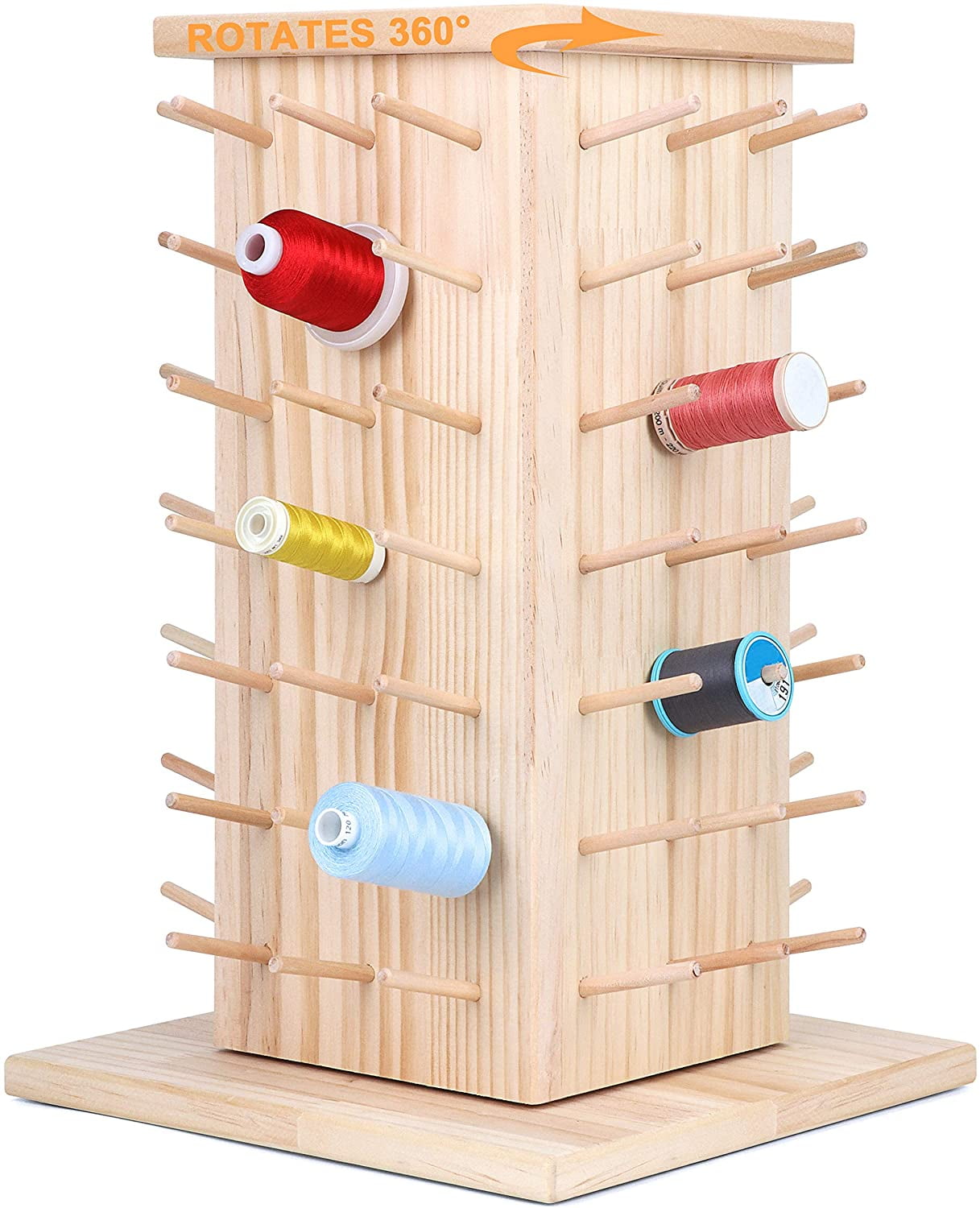 Made of Hardwood Sturdy Freestanding or Wall Mount Threadart 60 Spool Cone Wood Thread Rack 3 Sizes Available