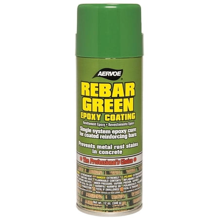 Aervoe 156 Rebar Green Epoxy Coating Spray, 12 oz. Net Weight (16 oz. Can), Rust-Preventative Touch-Up Paint for Concrete Reinforcement Steel
