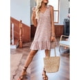thumbnail image 5 of Womens V Neck Tie Floral Sleeveless Dress Summer Casual Sun Dress Slip Midi Dress Pink M, 5 of 9