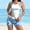 Blue#2, variant on GaThRRgYP Sexy One Piece Swimsuit,Women's Conservative Two-piece Swimsuit Set with Padded Bra Sleeveless Round Neck Two-piece Casual Printed Swimsuit Yellow S