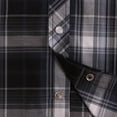 thumbnail image 4 of Coevals Club Mens Pearl Snap Plaid Western Cowboy Button Up Short Sleeve Shirts Black White Gray 09 Large, 4 of 7