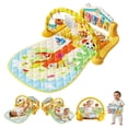 thumbnail image 1 of IMGadgets Baby Play Mat with 360° Rotating Musical Piano (Yellow) | 4-in-1 Fitness Activity Rack with Removable Rattles & Hanging Toys | Extra-Soft Tummy Time Mat | Newborn Baby Essentials, 1 of 9
