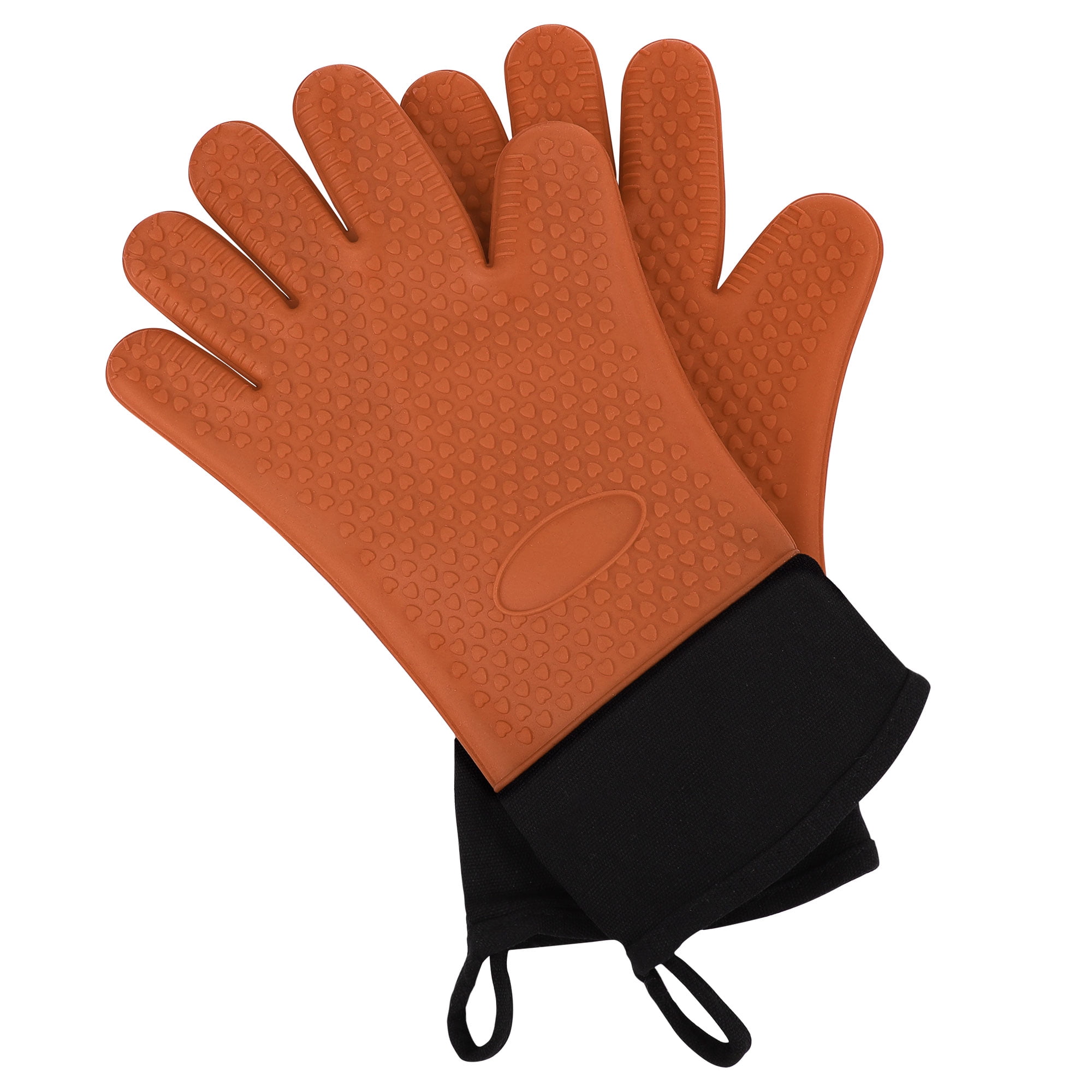 Uxcell Silicone Oven Mitts Heatproof Gloves 1 Pair Orange