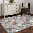 thumbnail image 4 of Vintage Spring Floral Area Rug 4'x6', Summer Botanical Watercolor Washable Non-Slip Rugs, Low Pile Large Carpet for Living Room Bedroom Dining Room Kitchen Office Indoor Mat, 4 of 9