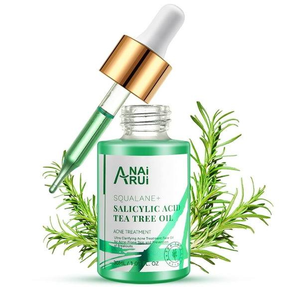 ANAiRUi Acne Face Oil,Tea Tree Oil with Salicylic Acid,Acne Prone Skin Oil,Soothe Acne,Redness Relief, Tea Tree Oil for Face,Back, Clarifying & Purifying 1Fl.OZ