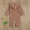thumbnail image 5 of Newborn Baby Girl Boy Romper Spring Casual Solid Hooded Long Sleeve Jumpsuit Clothes, 5 of 7