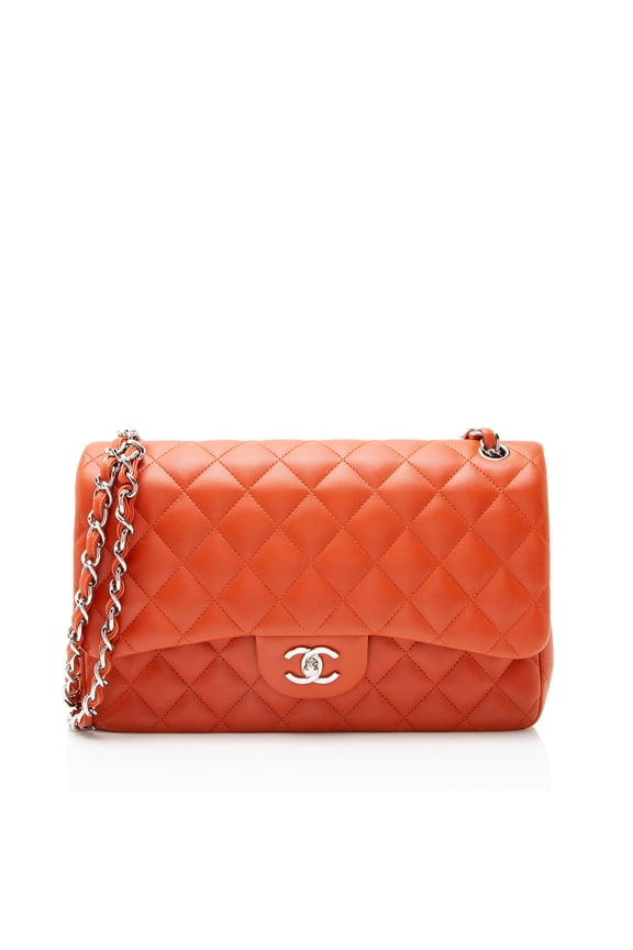 Pre-Owned Chanel Lambskin Classic Jumbo Double Flap Bag