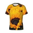 thumbnail image 5 of Vsdgher Flower Bush Sunflower Print Men's Dry Fit Mesh Athletic Shirts Moisture Wicking Tennis T-Shirt Tops, 5 of 9