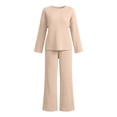 thumbnail image 4 of Admvng 2 Piece Outfit Set for Women Ribbed Knit Long Sleeve Top and Long Pants Casual Loungewear Coordinated Tracksuit, 4 of 5