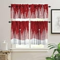 thumbnail image 2 of Merry Christmas 3 Piece Kitchen Curtains Set,Winter Forest Snowflake Print Window Treatment Tiers Red Rod Pocket Valance Sets for Small Windows Bedroom Living Room 54 x 24 Inch, 2 of 5