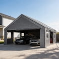 thumbnail image 2 of VENTOPYR Carport 20x20FT Heavy Duty Carport,Portable Car Garage with Side-Opening Door,Roll-up Windows,Grey, 2 of 7
