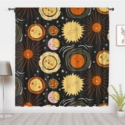 Boho style art Window Curtains, Vintage abstract starry sky Window Treatment Blackout Curtain, For Children Bedroom Divide Privacy Decor(Rod Pocket)