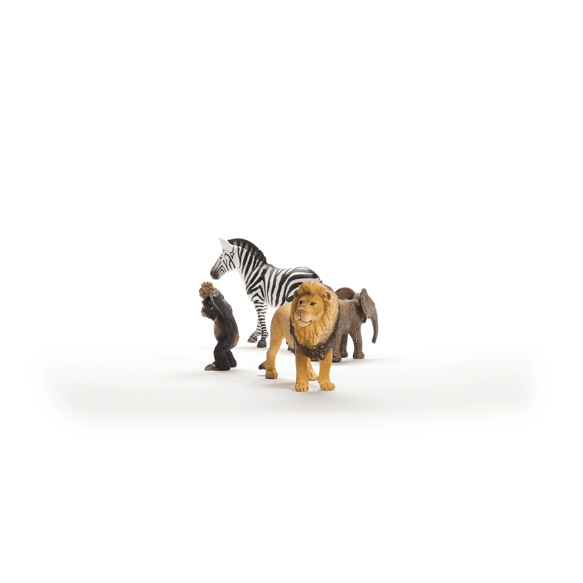 Schleich Wild Life Africa Starter Set - 4PC Wildlife Animal Set - With Zebra, Elephant Calf, Lion, Chimpanzee Figures - Kids 3+