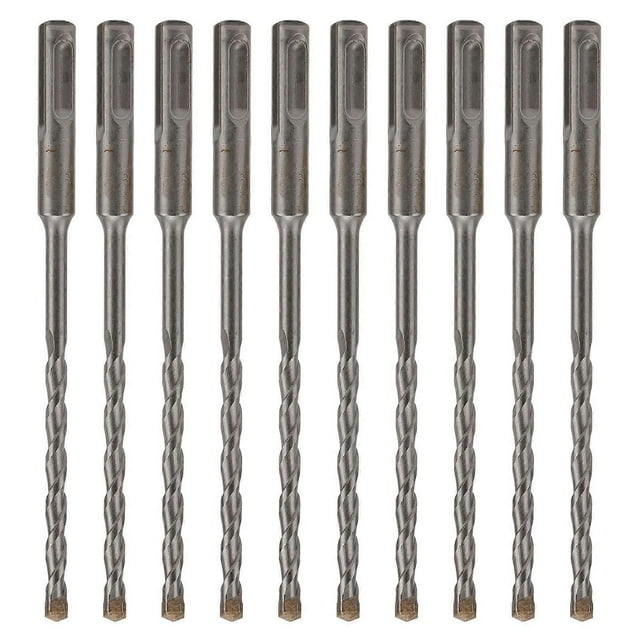 10Pcs Rotary Hammer Drill Bits Carbide Spiral 2 Flutes Drill Bit Set for Brick Stone Concrete