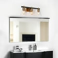 thumbnail image 5 of Savonnerie 2/3/4 Light Mid-Century Modern Black Gold Bathroom Vanity Lights Clear Glass Wall Sconces 3-Light, 5 of 5