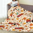thumbnail image 6 of Honeii Pumpkins On Red Car And Tractor Print Fleece Blanket - Throw Blanket for Bed, Sofa, Couch, Camping, and Travel , Microplush Ultra Soft Warm Blanket-80"x60", 6 of 7