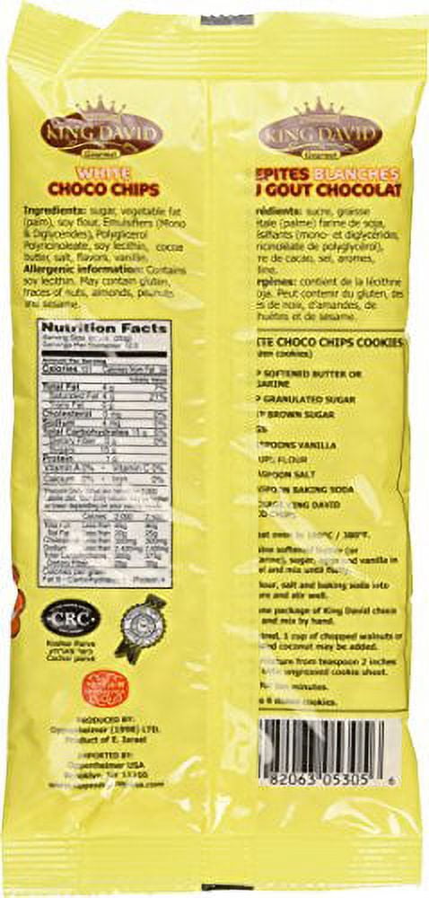 King David Kosher Vegan Lactose Free White Chocolate Chips 8.8oz (4 Packs)