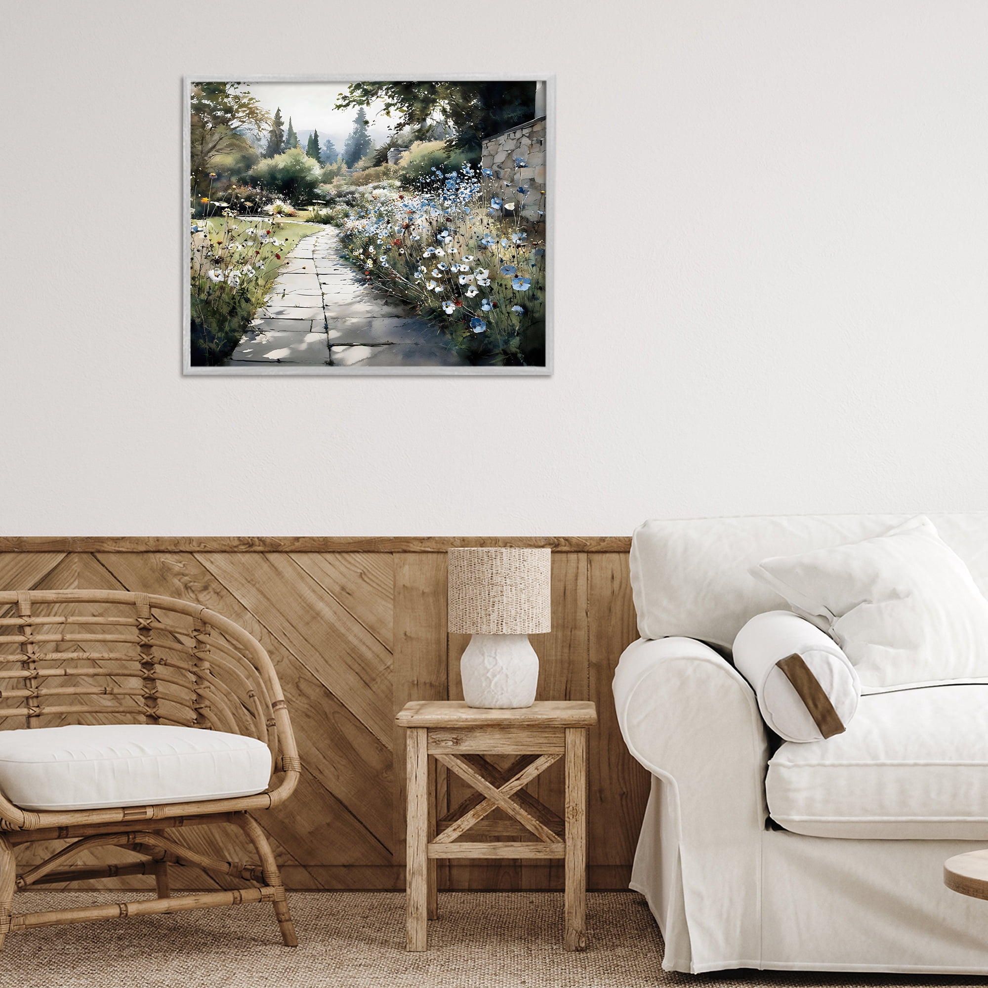 Stupell Industries Garden Pathway in Summer Light Gray Framed Giclee Art, design by Franklyn Gregory