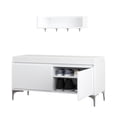 thumbnail image 5 of Homy Casa Modern Entryway Shoe Storage Bench with Cushion & Wall Shelf, White Bookcase for Hallway, Bedroom, 5 of 8