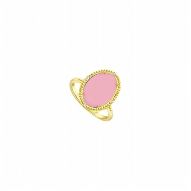 Fine Jewelry Vault UBLRBK70244YPCZCPK Sterling Silver Overlay 18K Yellow Gold Ring With Pink Chalcedony & Cubic Zirconia... by Fine Jewelry Vault