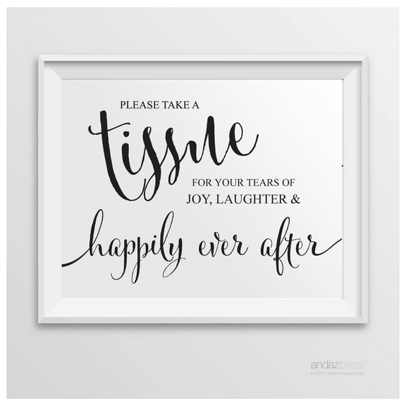 Please Take A Tissue Formal Black & White Wedding Party Signs