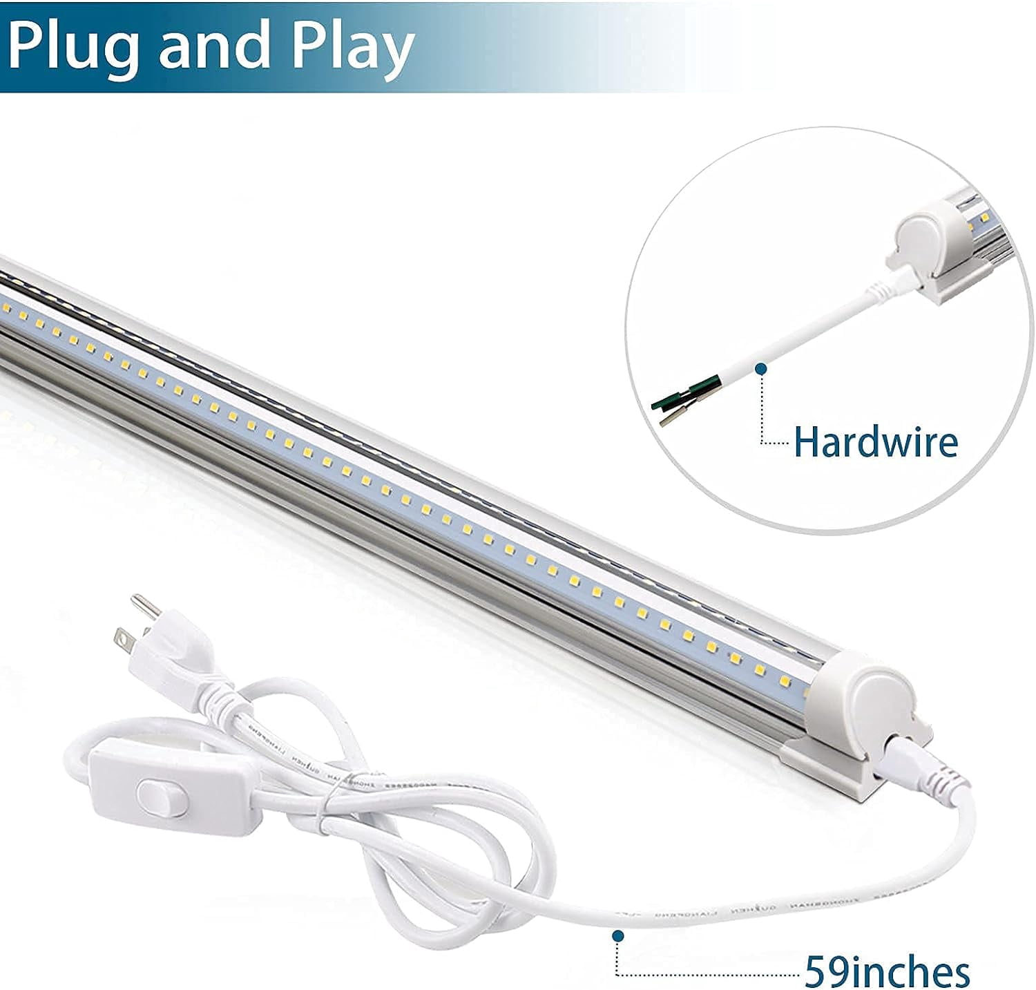 Barrina LED Shop Light, 40W 5000LM 5000K, 4FT Integrated Fixture, V Shape,T8 Light Tube, Daylight White, Clear Cover, Hight Output, LED Shop Lights for Garage Warehouse Workshop (Pack of 6)
