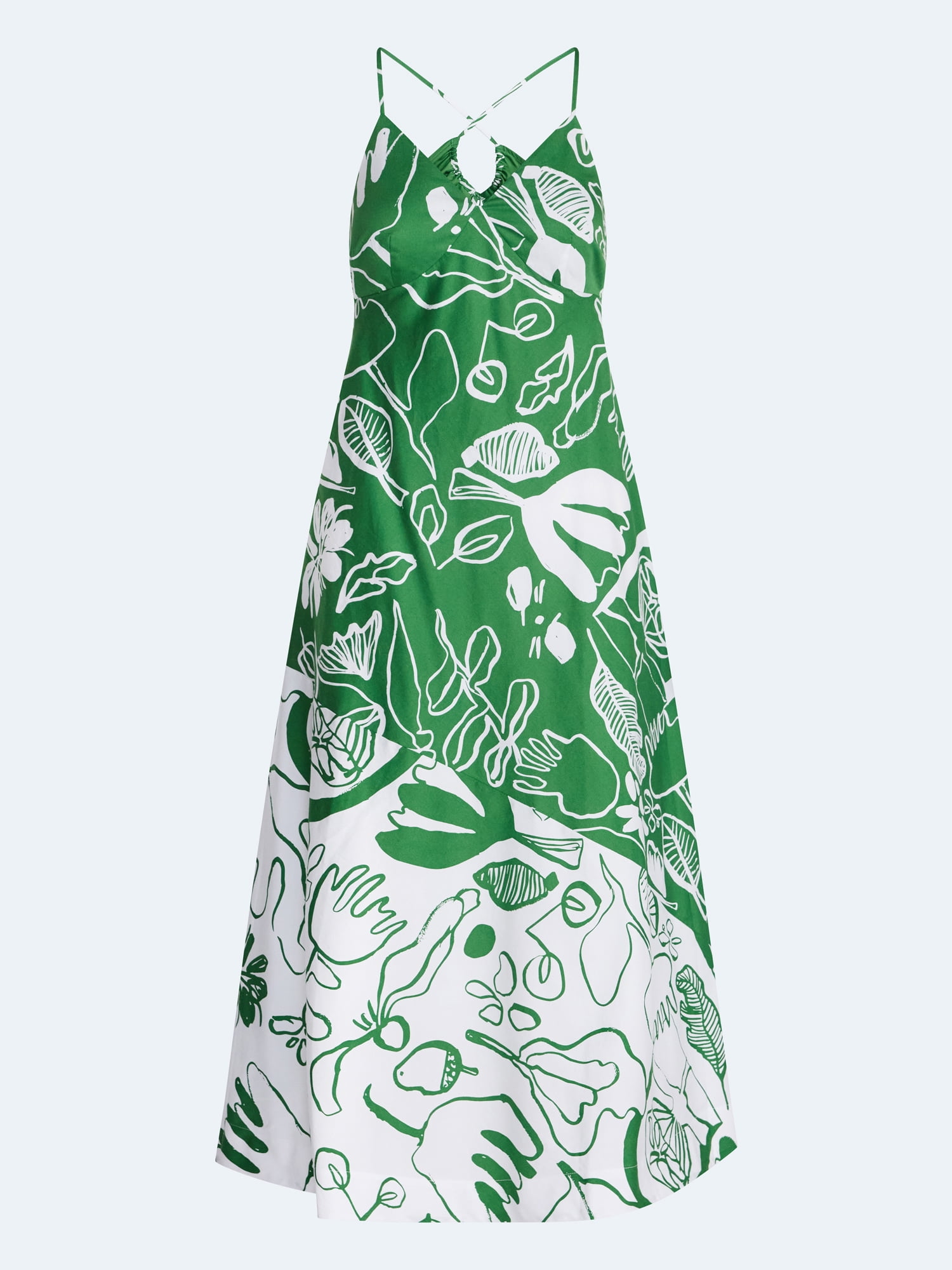 Free Assembly Women's Tie Back Cotton Maxi Dress, Sizes XS-XXL
