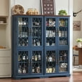 thumbnail image 6 of Joaxswe 67.2" Tall Sideboard Buffet Cabinet, Tempered Glass Doors, Wooden Storage Sideboard Cupboard for Dining Room, Hallway, Navy Blue, 6 of 8