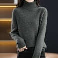 thumbnail image 5 of Sweaters For Women Autumn New Turtleneck Sweater Ladies Loose Large Size Thick Knitted Bottom Shirt Polyester Gray Size M-2Xl Oversized Sweaters For Women, 5 of 5