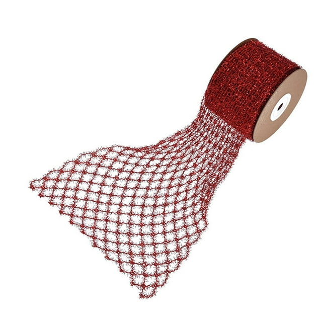 Cinta de alambre de malla navideña, cinta de alambre elástica, adorno decorativo para el hogar, manualidades, guirnalda para el Día de Valentín, Rojo