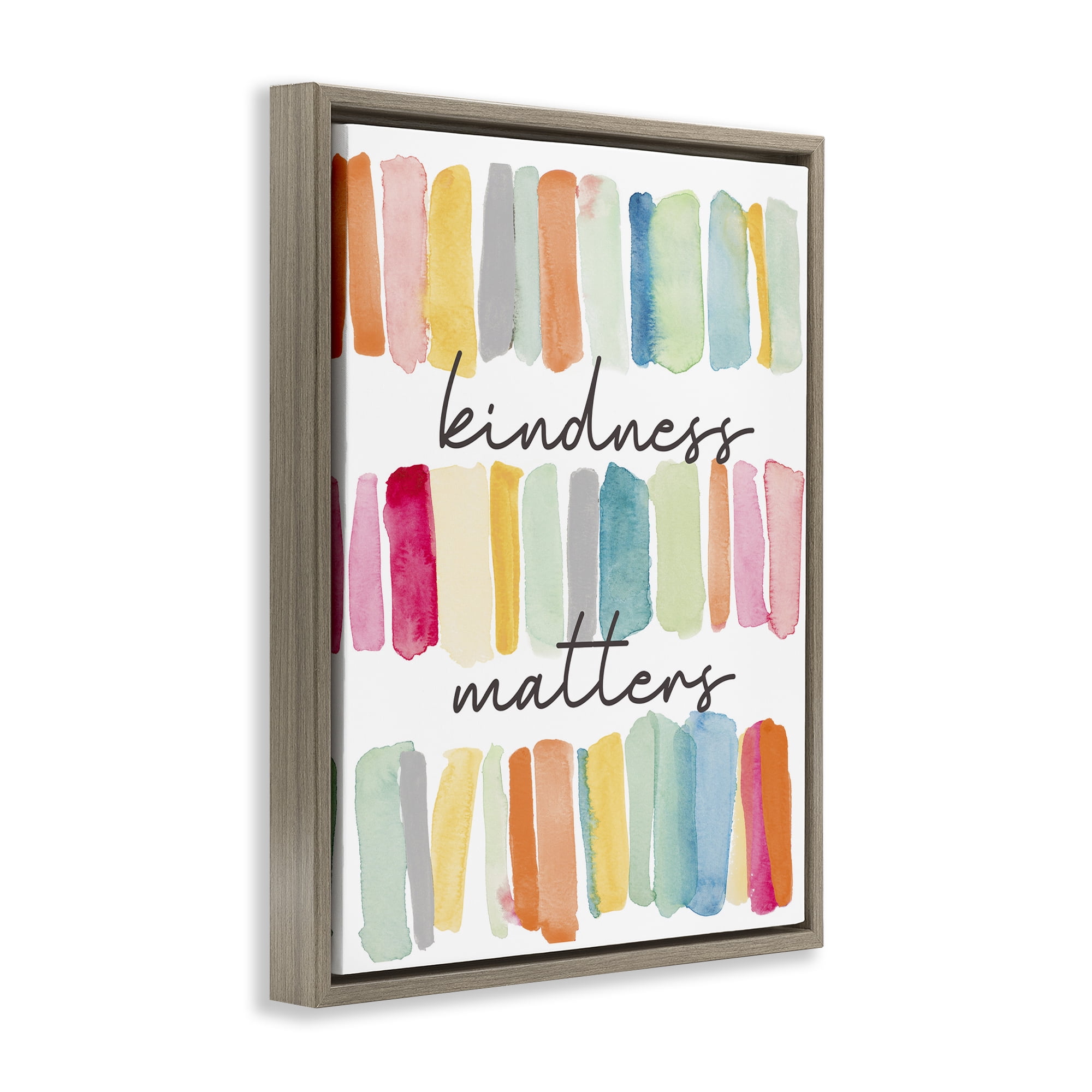 Stupell Industries Kindness Matters Phrase Typography Painting Brown Floater Framed Art Print Wall Art, 17 x 21