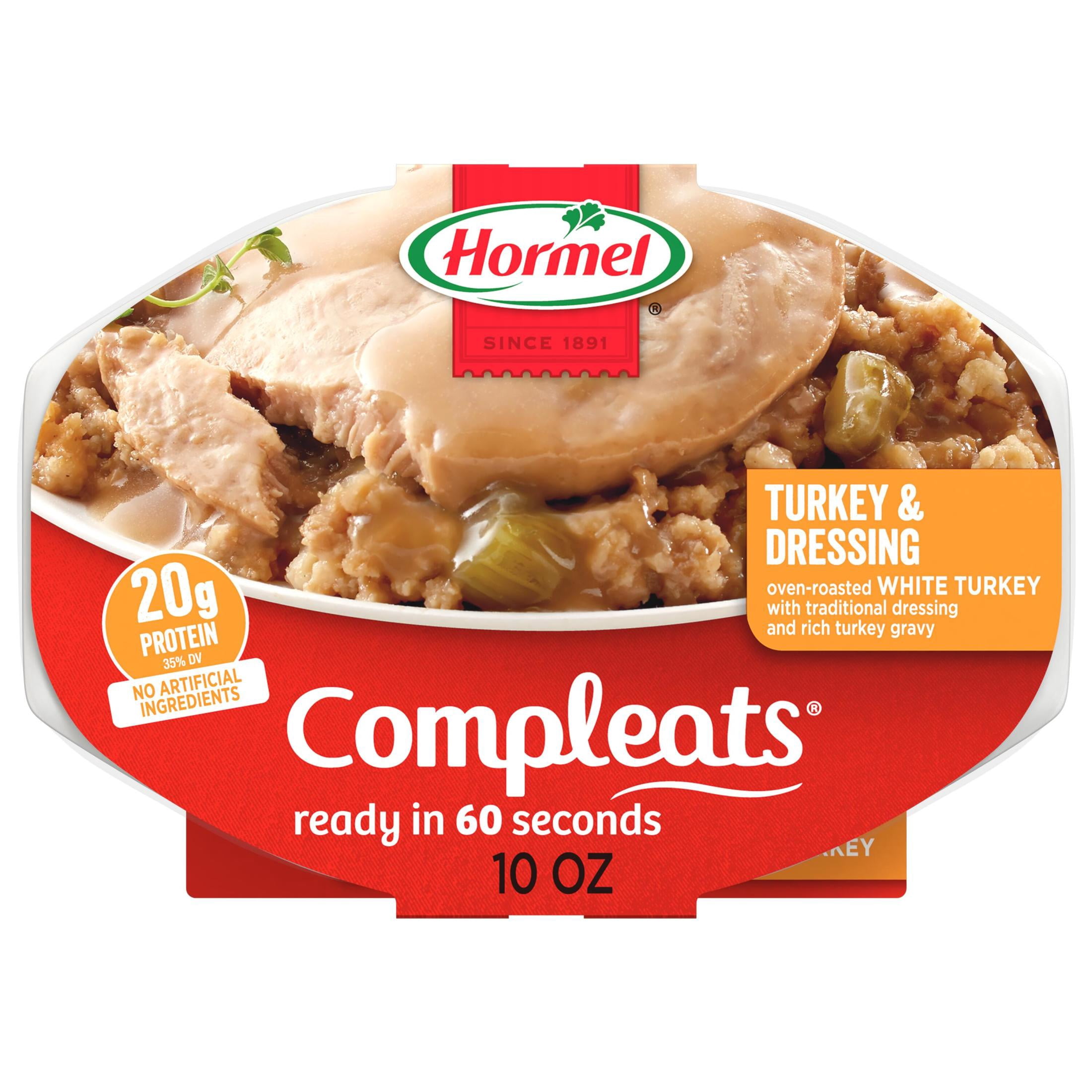 (6 pack) HORMEL COMPLEATS Turkey & Dressing, Shelf Stable, 10 oz Plastic Tray