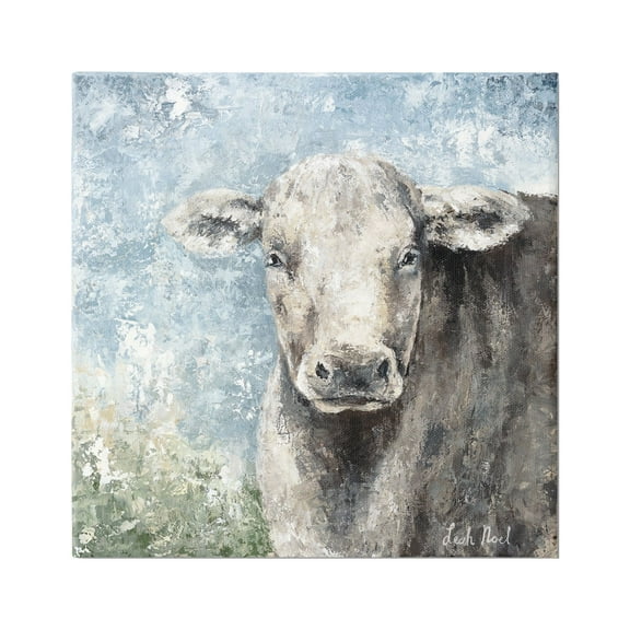 Stupell Industries Abstract Dappled Cow Portrait Animals & Insects Painting Gallery Wrapped Canvas Art Print Wall Art, 17 x 17