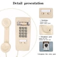 thumbnail image 3 of Teléfono de pared con cable, diseño clásico retro, color beige, 3 of 7