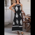 thumbnail image 4 of Vestido de Verano para Mujer 2025, Estampado Floral, Tirantes Finos, Holgado, Estilo Bohemio, para Playa y Vacaciones Negro XL, 4 of 9