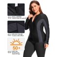 thumbnail image 4 of Charmo Womens Plus Size Long Sleeve Rash Guard Top Zipper Swimsuit Swim Shirt, 4 of 6