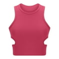 thumbnail image 7 of Womens Summer Halter Tops Cutout Sleeveless Crewneck Racerback Ribbed Knitted Crop Tank Top, 7 of 7