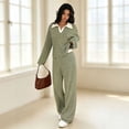 thumbnail image 4 of Stralyhd 2 Piece Lounge Set for Women 2026 Summer Loose Sets Loose Casual Polo Shirts Pants Outfits Striped Vacation Matching Set Green XL, 4 of 6