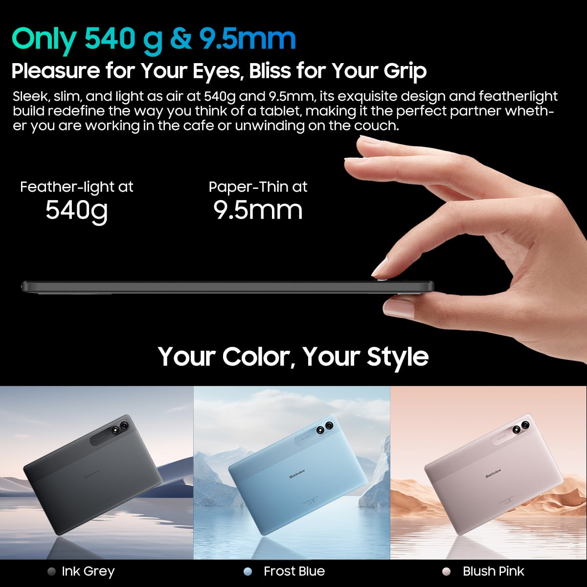 Tablette Android 15 Blackview - 10 Pouces, 12Go RAM, 128Go, WiFi 6, Batterie 5100mAh - Pour Gaming Et Multimédia - 10