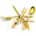 thumbnail image 3 of MegaChef Baily 20 Piece Flatware Utensil Set, Stainless Steel Silverware Metal Service for 4 in Gold, 3 of 6