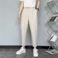 thumbnail image 2 of Pantalones de traje masculino trenzados, elásticos, ajustados, de verano, para hombre, para negocios, 9 pantalones cortos, para vestir en sociedad, para hombre chino 2024, 2 of 5