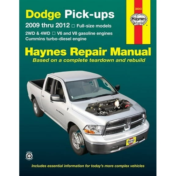 Haynes 30043 Repair Manual Full Size Pickups 2009 Thru 2012 English Paper Format