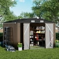 thumbnail image 3 of COMHOMA Metal Shed 10 x 8 ft. Outdoor Storage Shed with Lockable Door and Air Vent Metal Garden Shed,Brown, 3 of 10