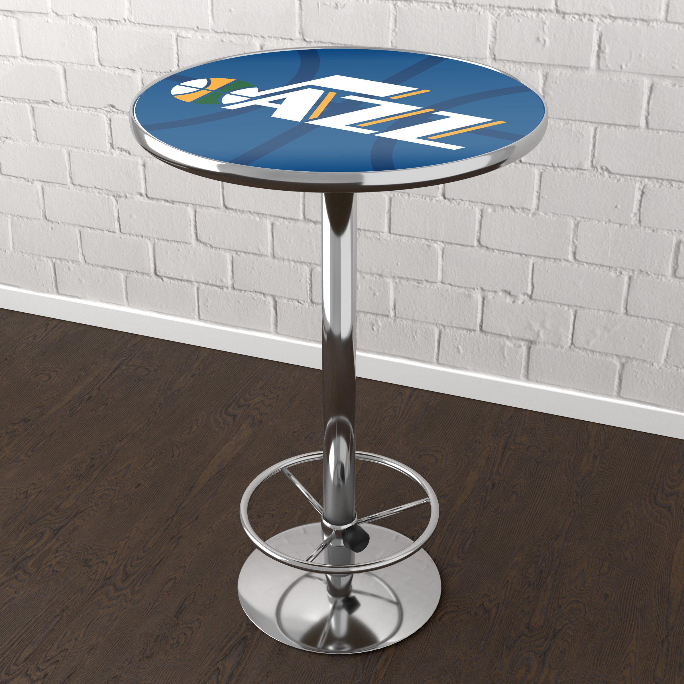 Utah Jazz Fade Bar Table with Adjustable Footrest and Acrylic Top