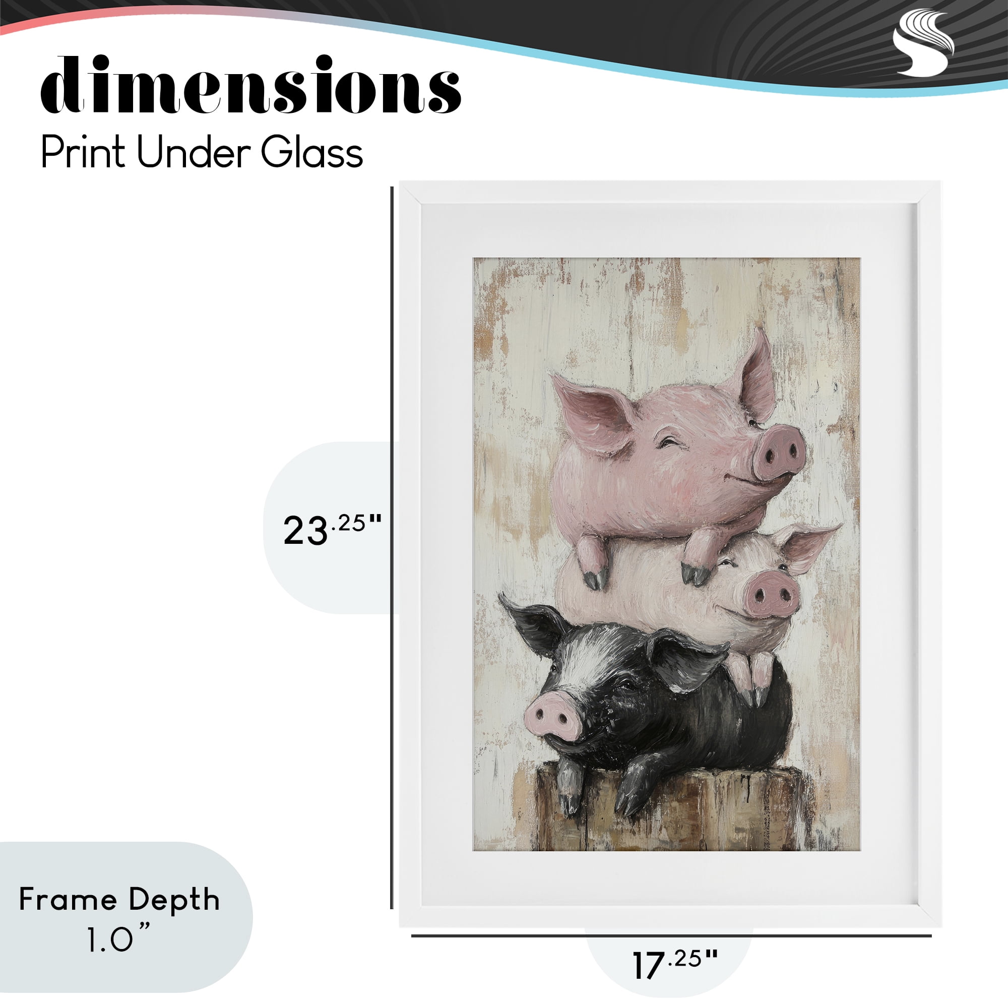 Stupell Industries Pig & Piglet Pile White Framed Print Under Glass, design by Tina LeCour