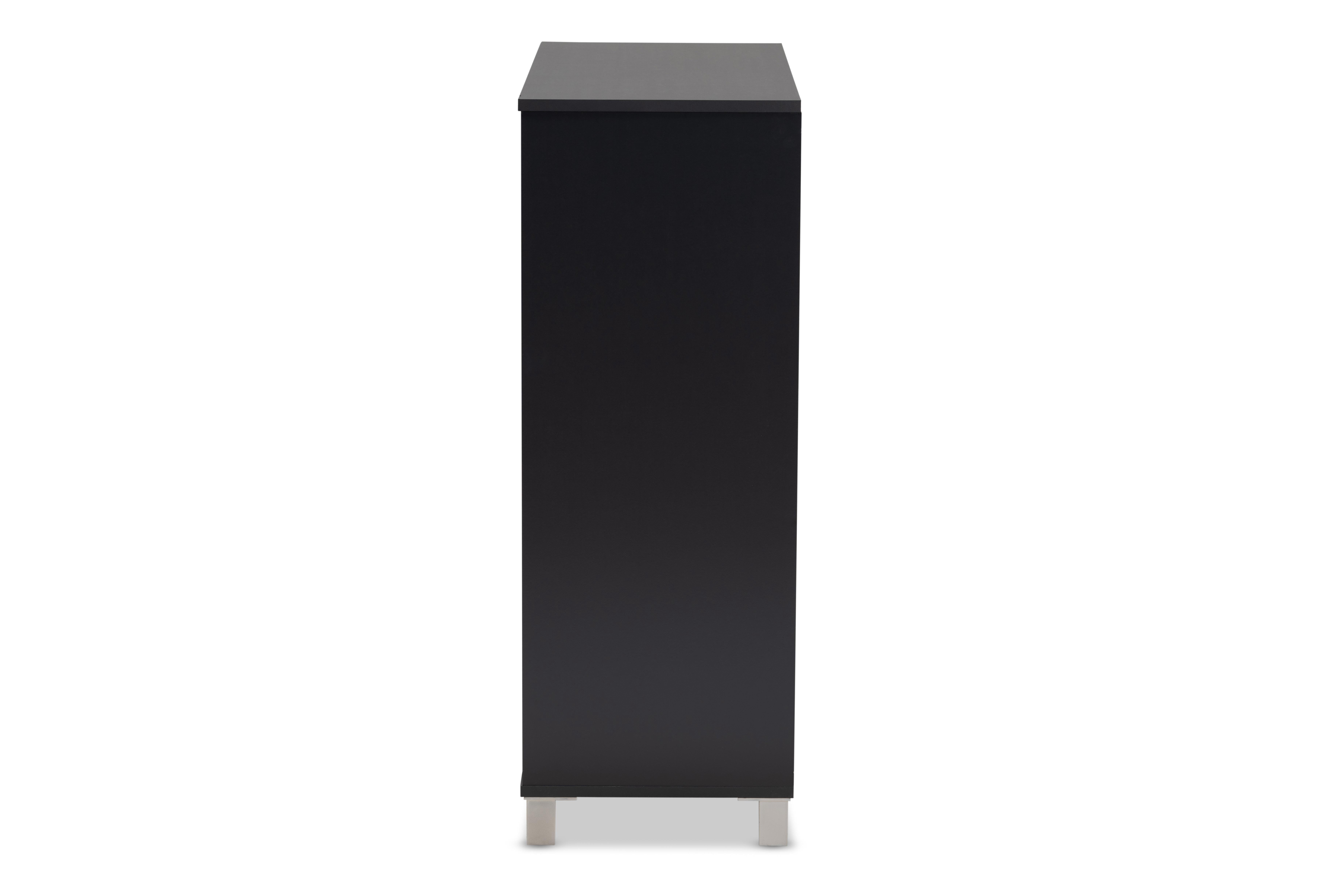 Baxton Studio Shirley Modern Dark Grey 2-Door Shoe Cabinet