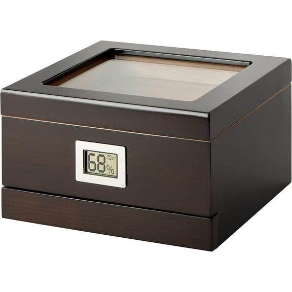 Humidor Supreme Executive Desktop Cigar Humidor, Holds Up to 25 Cigars, Mahogany Finisg