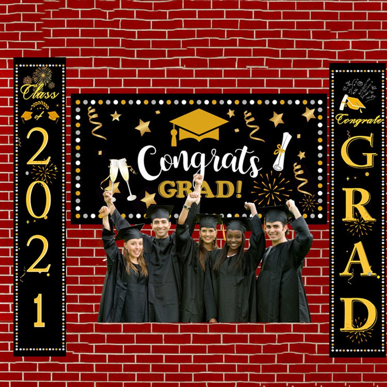 Fridja 2021 Graduation Banners Hanging Flags Porch Banner Graduation