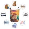 thumbnail image 4 of Balery Island Beach Guinea Pig Cesta de ropa redonda con asas, impermeable, independiente, para ropa, juguetes, dormitorio y familia-Small, 4 of 6