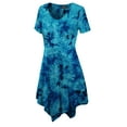 thumbnail image 4 of Made by Johnny Women's Short Sleeve All Over Tie-Dye Tunic Top L TEAL, 4 of 7
